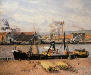  madera Obras - Puerto de Rouen descarga de madera 1898 Camille Pissarro